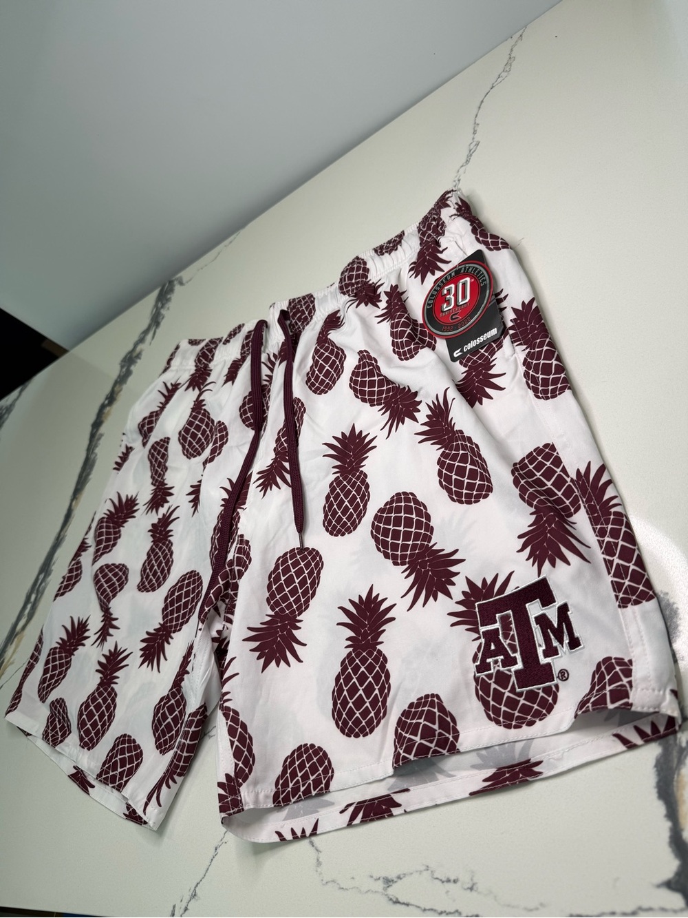 Men's Colosseum White/Maroon Texas A&M Aggies Pineapple Swim Shorts Size XXL